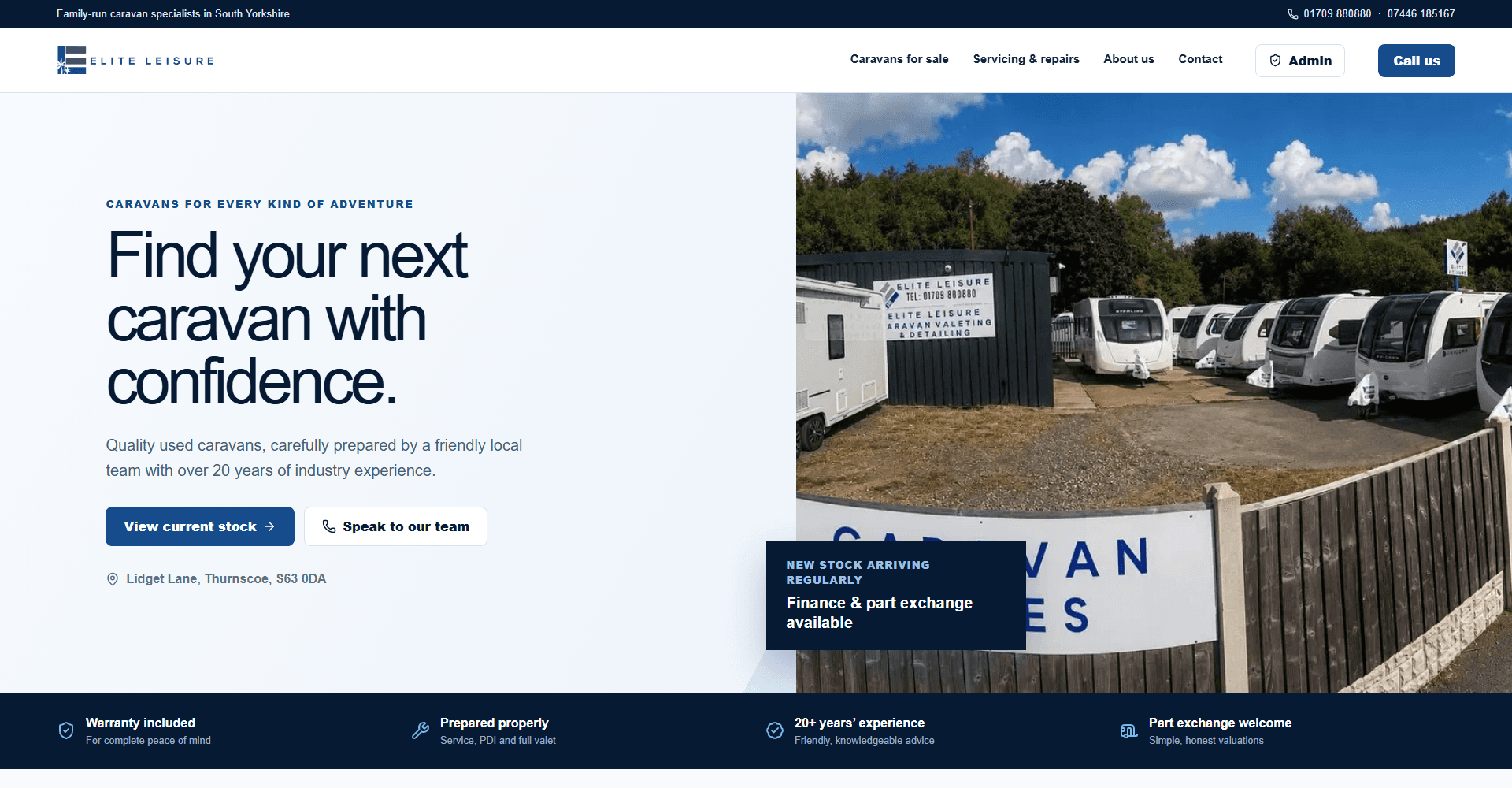 Elite Leisure homepage