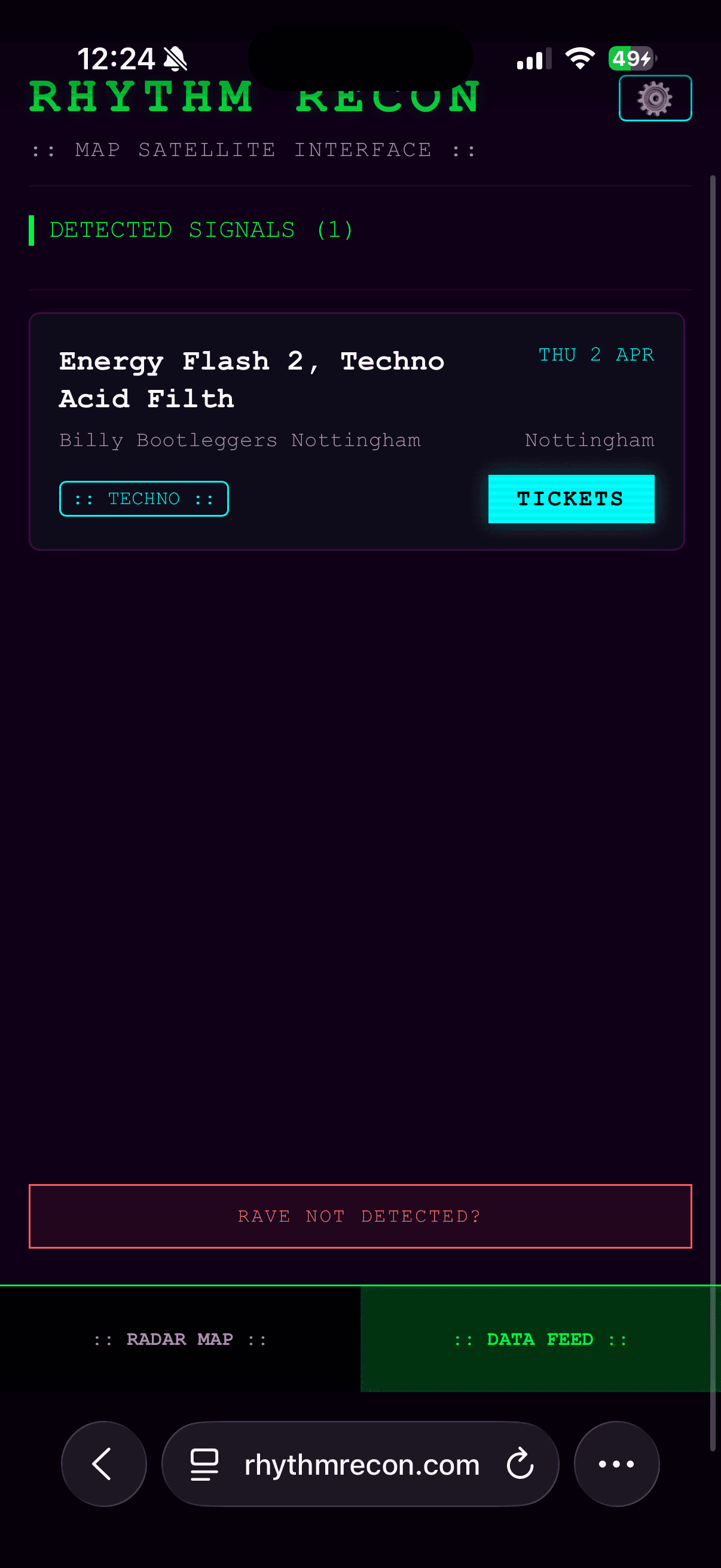 Rhythm Recon search and filtering view