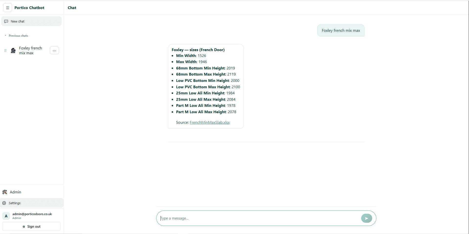 Technical Chat main conversation view
